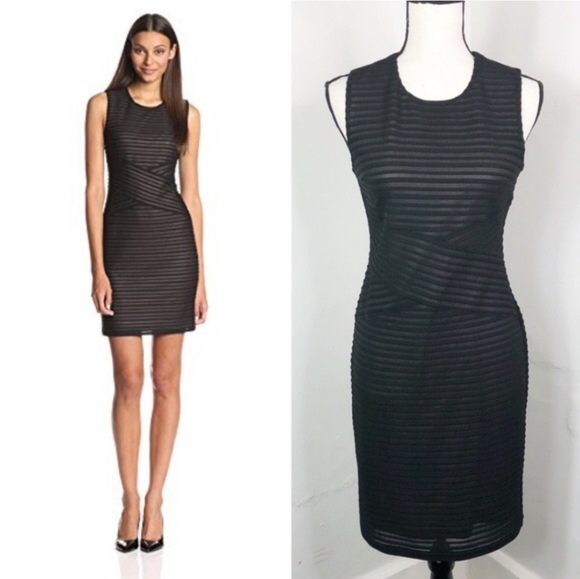 Calvin Klein Dresses & Skirts - NWT Calvin Klein Women's Black Stripe Ribbed Knit Sleeveless Sheath Dress